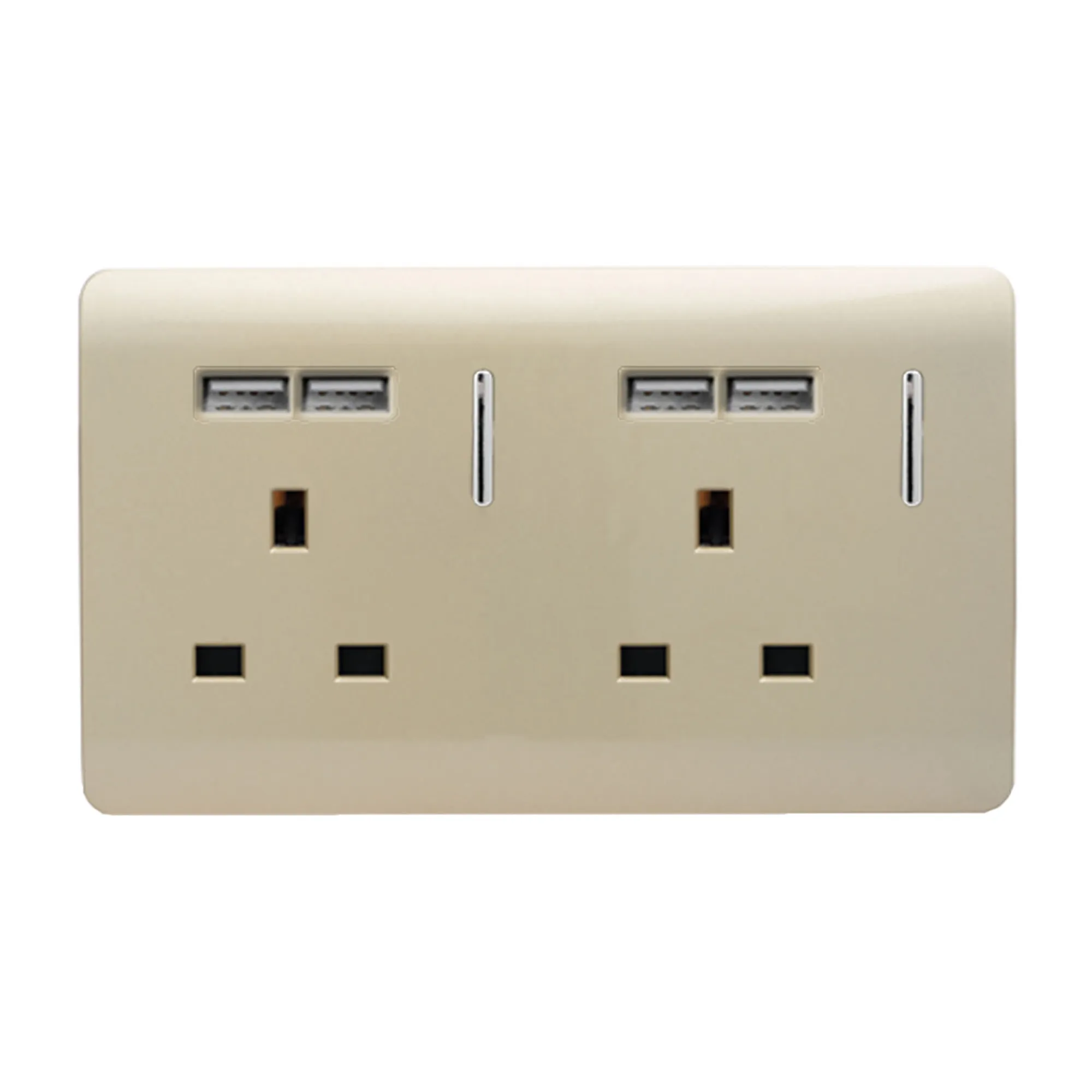 ART-SKT213USBGO  2 Gang 13Amp Switched Double Socket With 4X 2.1Mah USB Champagne Gold